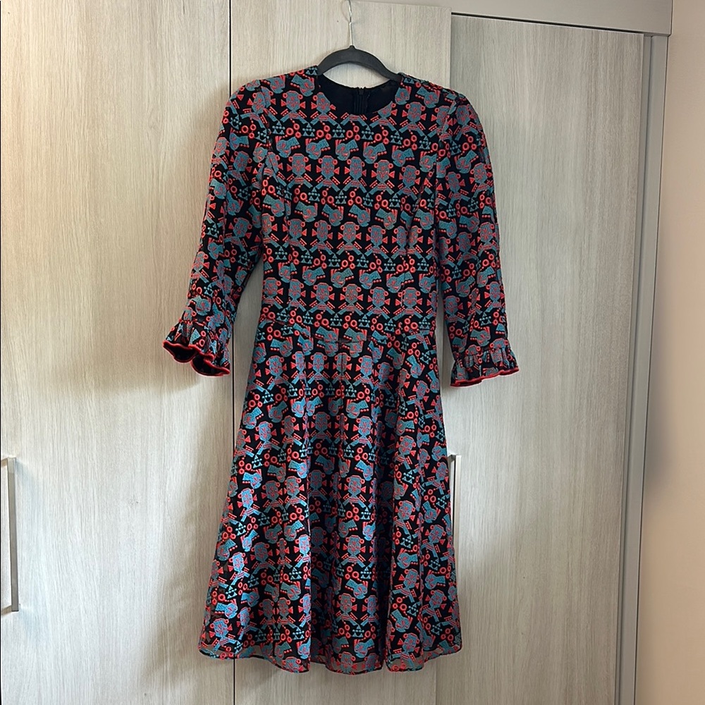 Emporio Armani A-Line Dress with 3/4 Bishop Sleeves